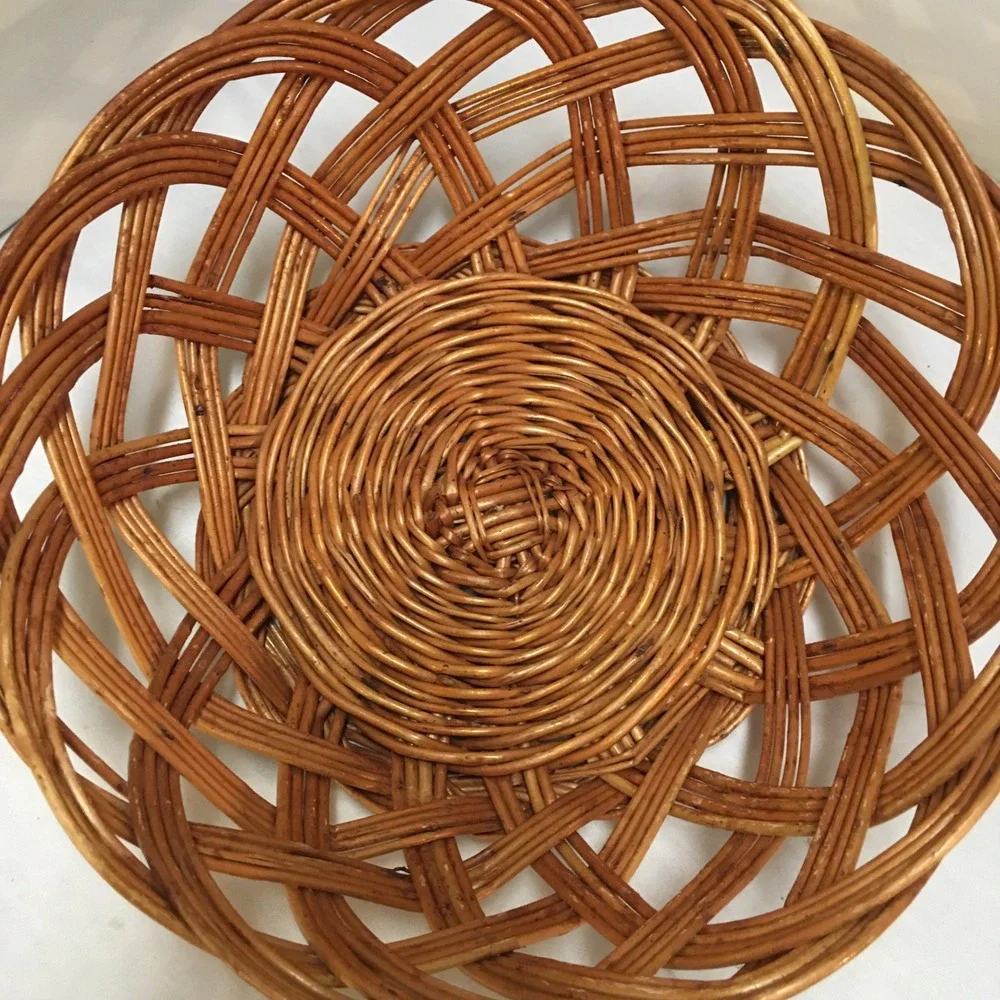 Wicker Basket Unisex 9 Inch Brown Vintage Yugoslavia Lattice Weave Cottagewear